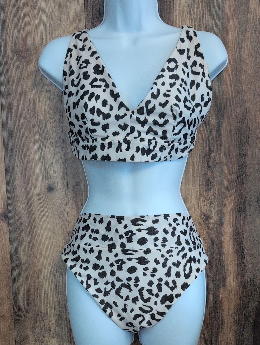 aerie Leopard Print Scoop Top High Cut Cheeky Bikini Set XL/L F315